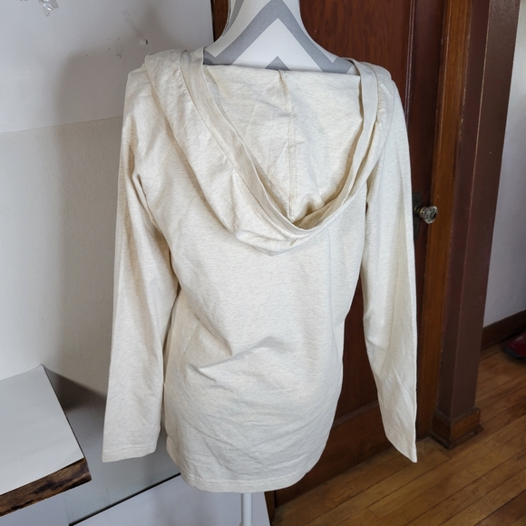 Womans Denim & Co Oat Meal/Off White hooded pullover knit top Size Small - Picture 4 of 7